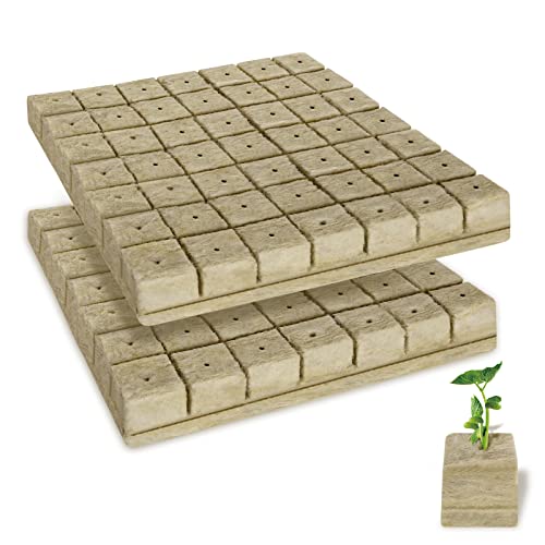 Jowlawn 1.5" Rockwool Cubes for Hydroponics - 2 Sheets Rockwool Grow Cubes for Rooting, Cuttings, Clone Plants, Starting Seeds, Ideal Rockwool for Hydroponic Growing (98 Plugs in Total)